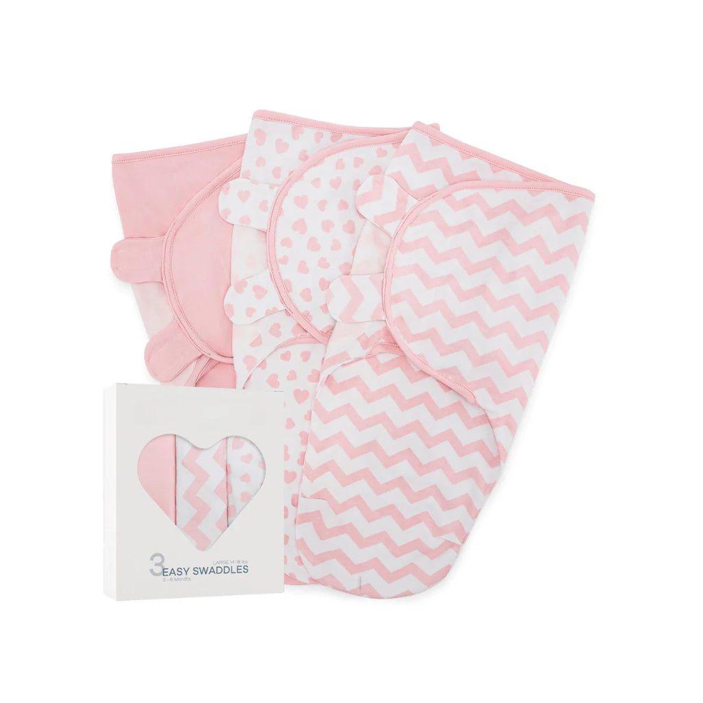 3-Pack Cotton Baby Swaddle Blankets with Velcro Closure, 0-6 Months