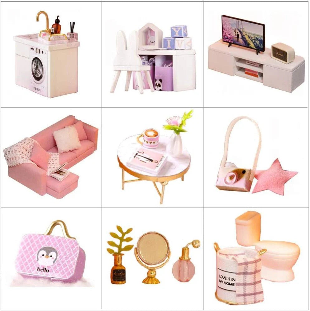 DIY Dollhouse Building Kit with Creative Room Designs & Decor