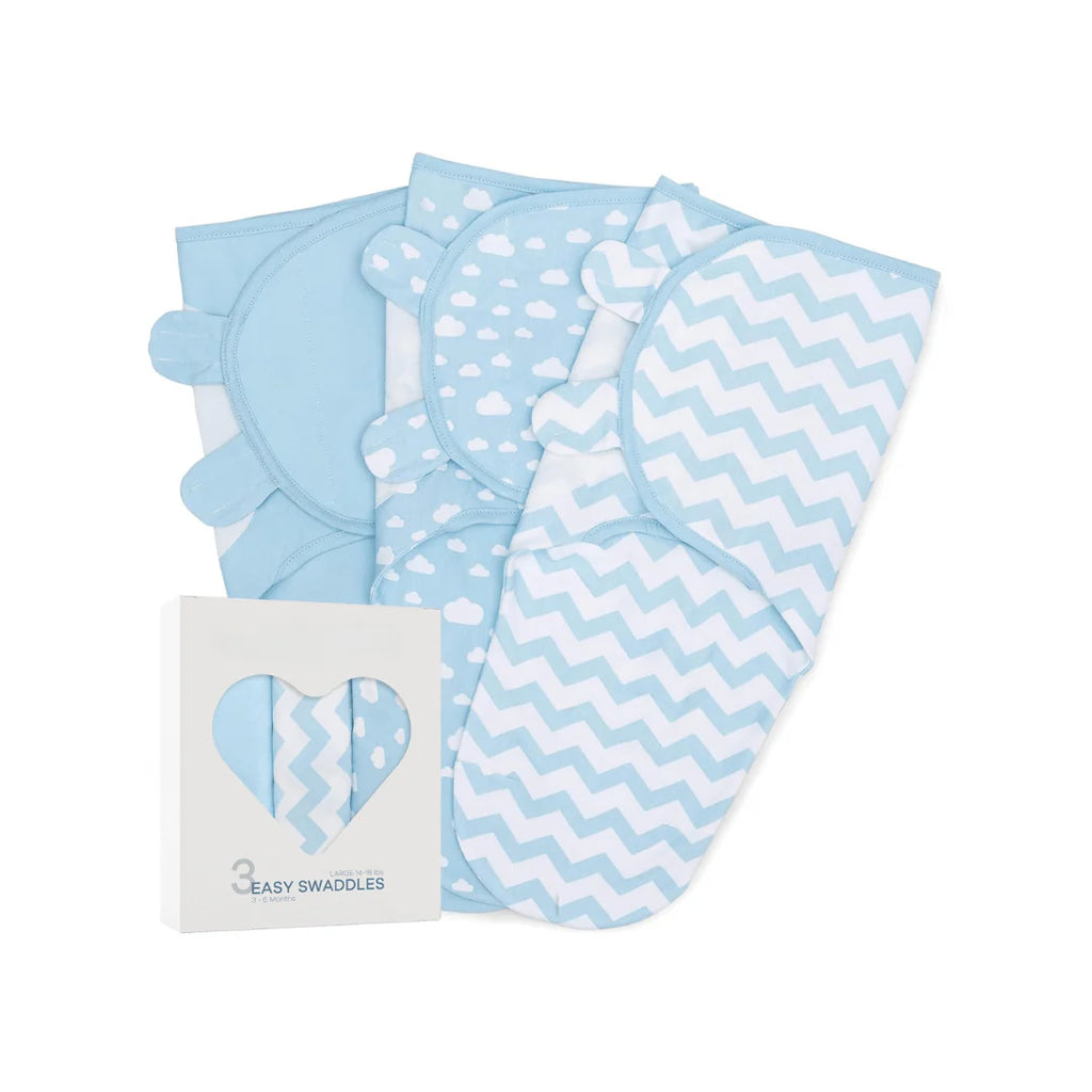 3-Pack Cotton Baby Swaddle Blankets with Velcro Closure, 0-6 Months