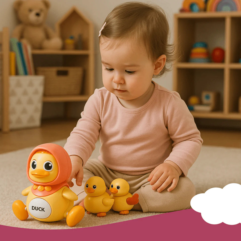 Crawling Duck Toy Music, LED Night Light, Sounds - Magnetic Ducklings