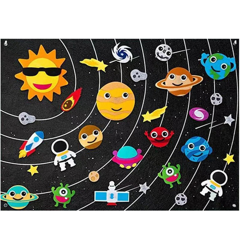 Interactive Felt Board with Zoo, Sea, Farm, Space Themes for Kids